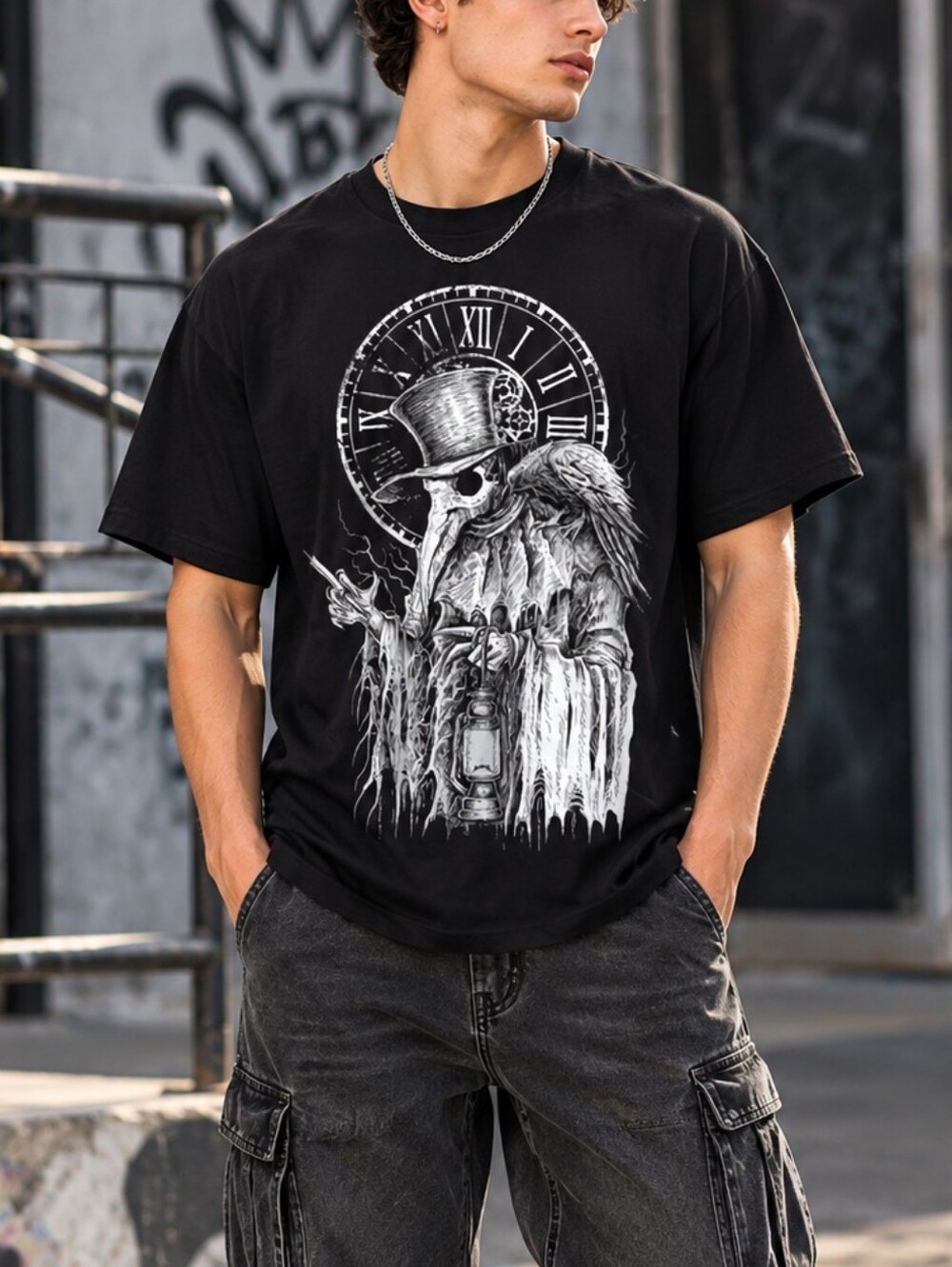 Spencer’s VampireFreaks Plague Doctor Graphic Tee Black Size L NWT
